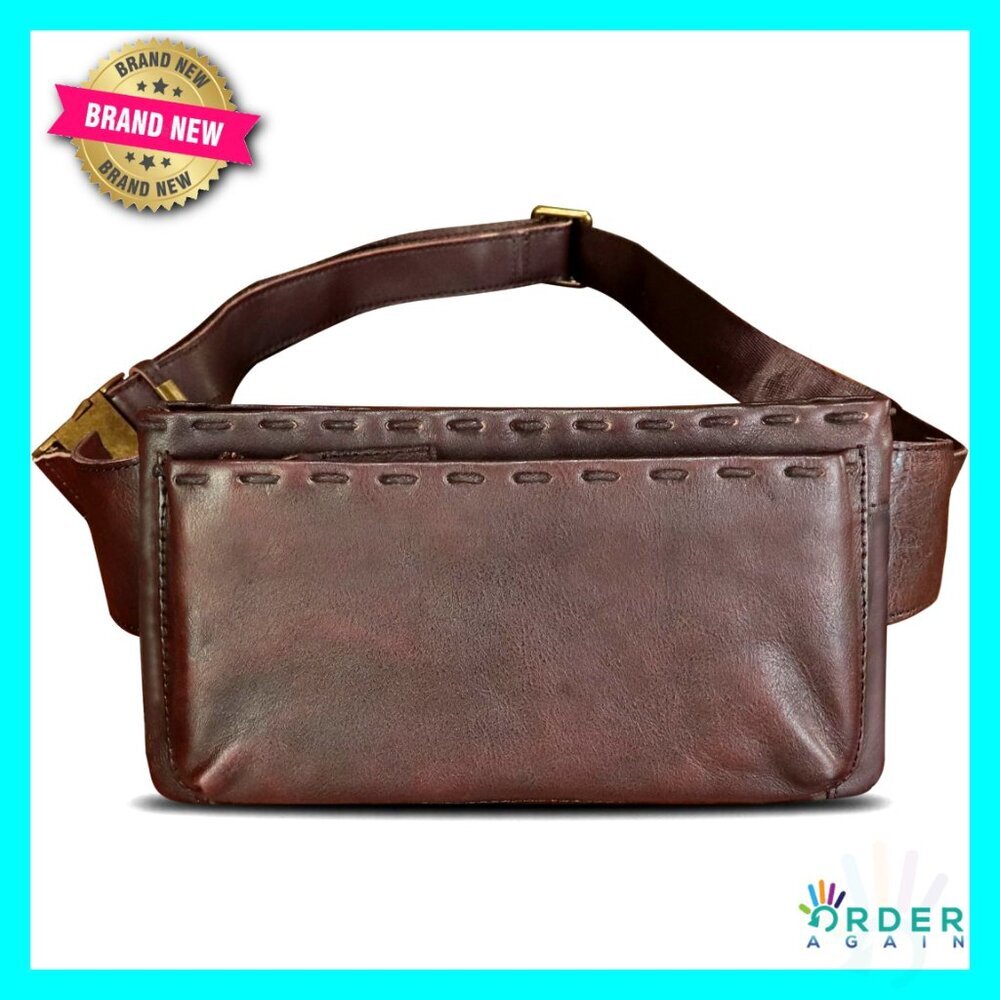 Genuine Leather Fanny Pack Sling Bag Crossbody Chest Purse Unisex Retro